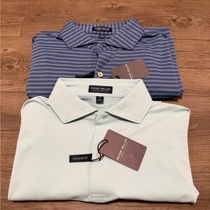 ❗️BUNDLE SALE❗️Peter Millar Men's Striped Navy and Solid Light Blue Polos